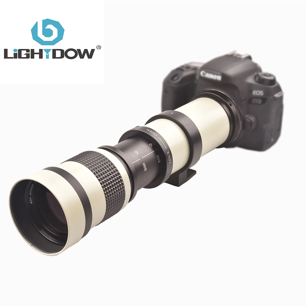 Lightdow белый зум объектив 420 800 мм F/8 3 16 Super Telephoto ручной + кольцо адаптера T2 для камер
