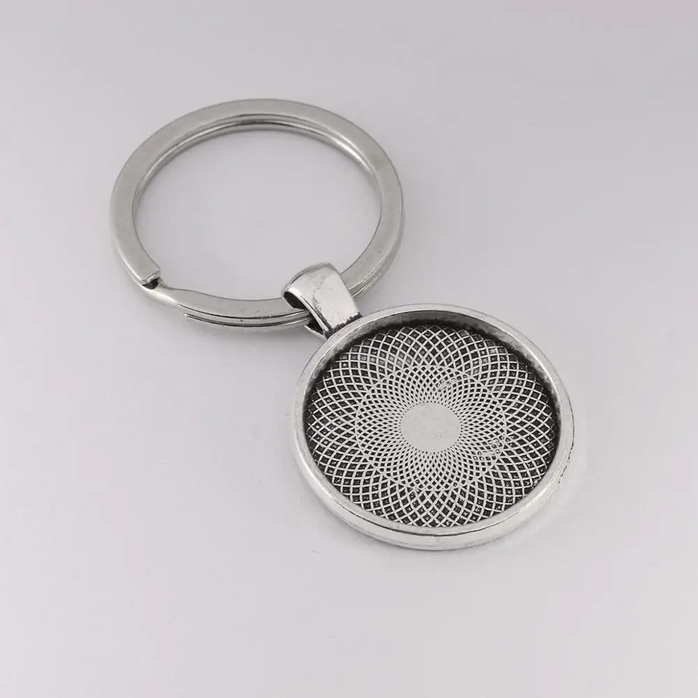 antique sliver 5 шт./лот, брелок с подвеской, Безель, пустая, подходит для 25 мм, камея, стекло, кабошон, основа, установка, сделай сам, брелок для ключей, принадлежности для ювелирных изделий - Цвет: antique sliver