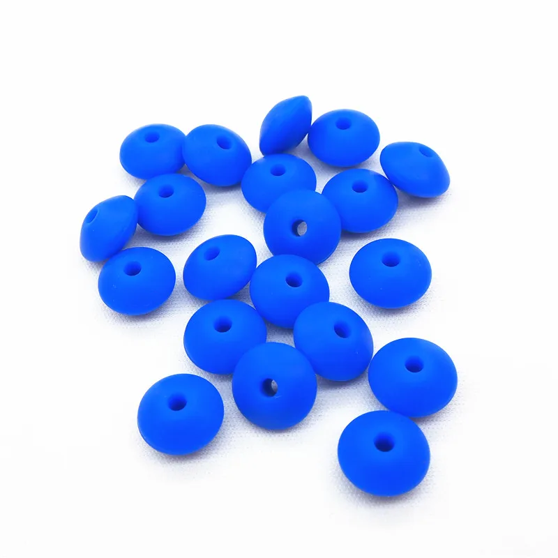 Navy Blue Chenkai 50 шт. силиконовые бусины в форме чечевицы DIY Baby Abacus подвеска-прорезыватель успокаивающие украшения изготовление аксессуаров бусины 12x7 мм BPA бесплатно - Цвет: Navy Blue
