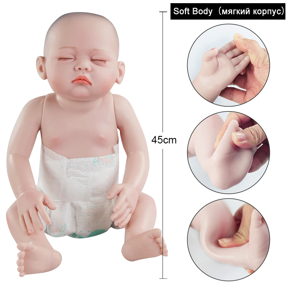 Bebes reborn Реалистичная кукла закрытые глаза без волос девочка reborn baby игрушка лучший подарок для девочек