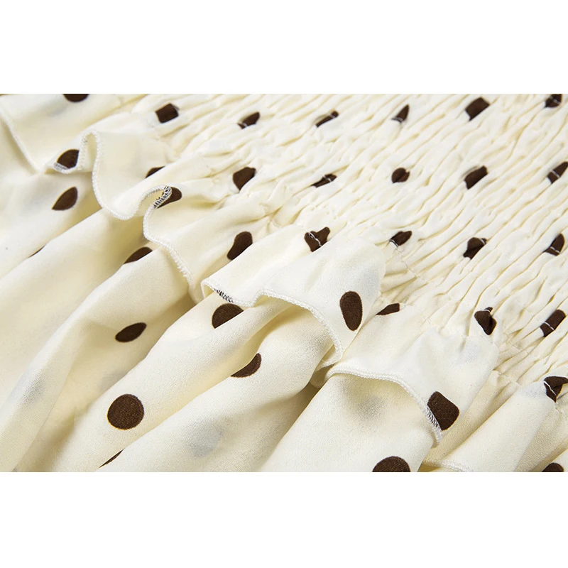 

Vintage Women Dot Ruffle Dress Casual High Waist Sleeveless Dress Elegant Long Bodycon Summer Office Dress for Summer Vestidos