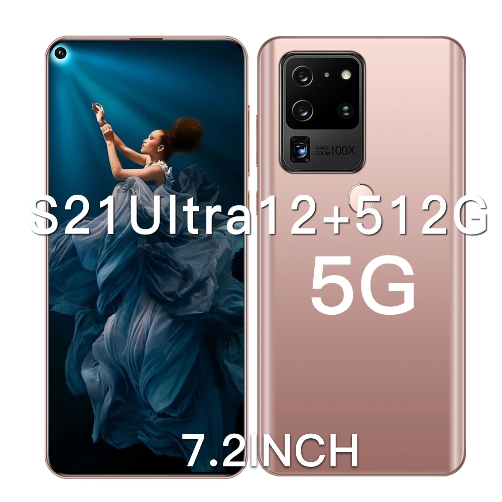 

ot Sale S21Ultra 7.2 Inch Big Screen 12+512GB MTK6889 10 Core 1440*3088 5G Smart Phone 24MP+48MP 5800mAh Andriod 10.0 Cellphones