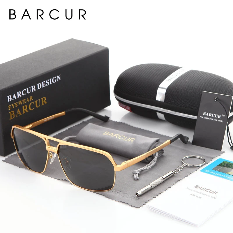 Очки солнцезащитные BARCUR Мужские поляризационные алюминиевые зеркальные
