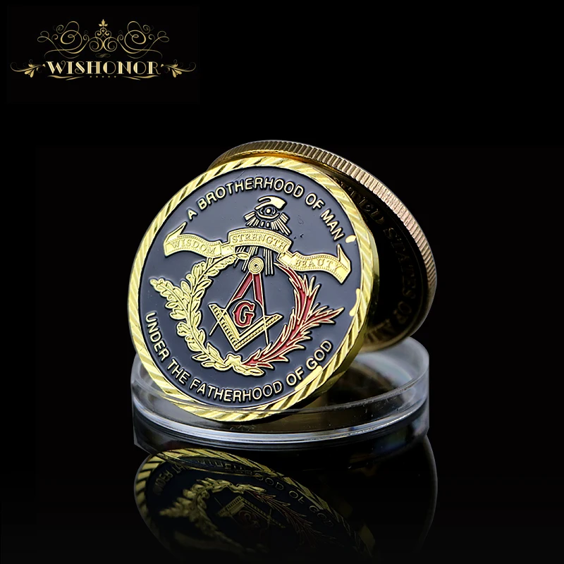 Masonic Freemason Посеребренная памятная монета Токен коллекционный вызов | Дом и сад