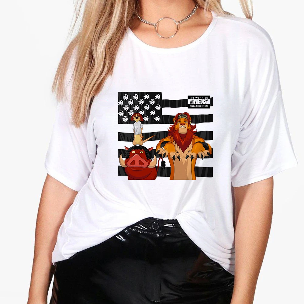 

Women Tee shirt Disney The Lion King T-shirts Punk Harajuku Style Hipster Tops Femme Vetement Streetwear Tshirt Meilleure Amie