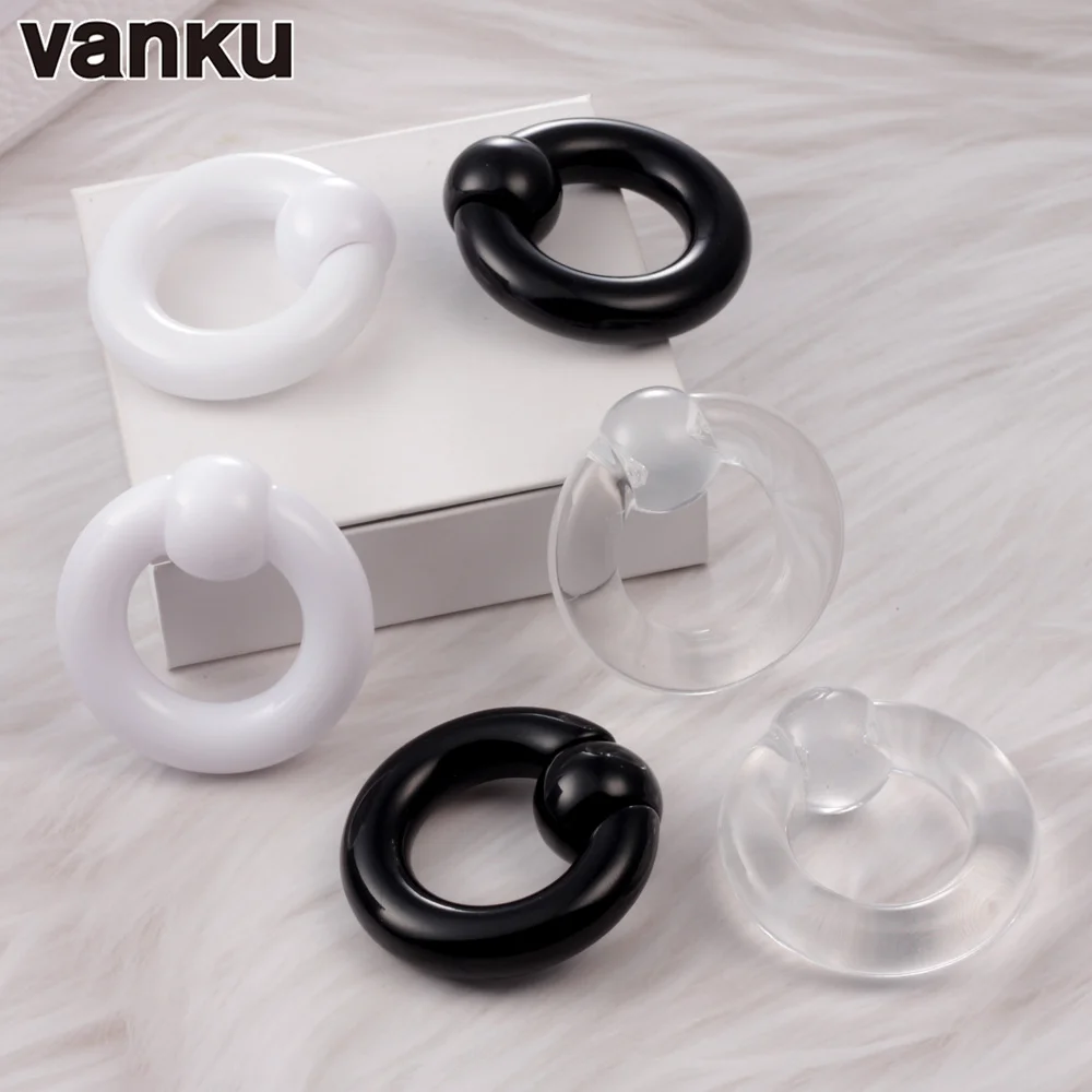 Vanku 2pcs Acrylic BCR Big Size Giant Captive Bead Ring Ear Tunnel Plug Expander Guauge Unisex Nose Ring Piercing Body Jewelry