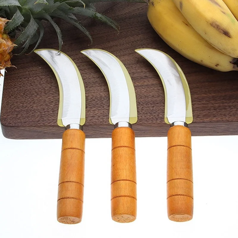 

Fruit Pineapple Knife Peel Banana Household Wooden Handle Small Scimitar Peeling Vegetable Knives