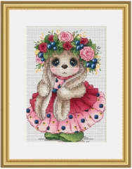 

Rabbit Series blueberry rabbit cross stitch kit people design cotton silk thread 14ct linen flaxen canvas embroidery