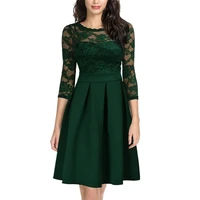 elegant sexy lace top 34 sleeve a line party dresses greenblackwine redbluewhite women dress lady cocktail classy dress