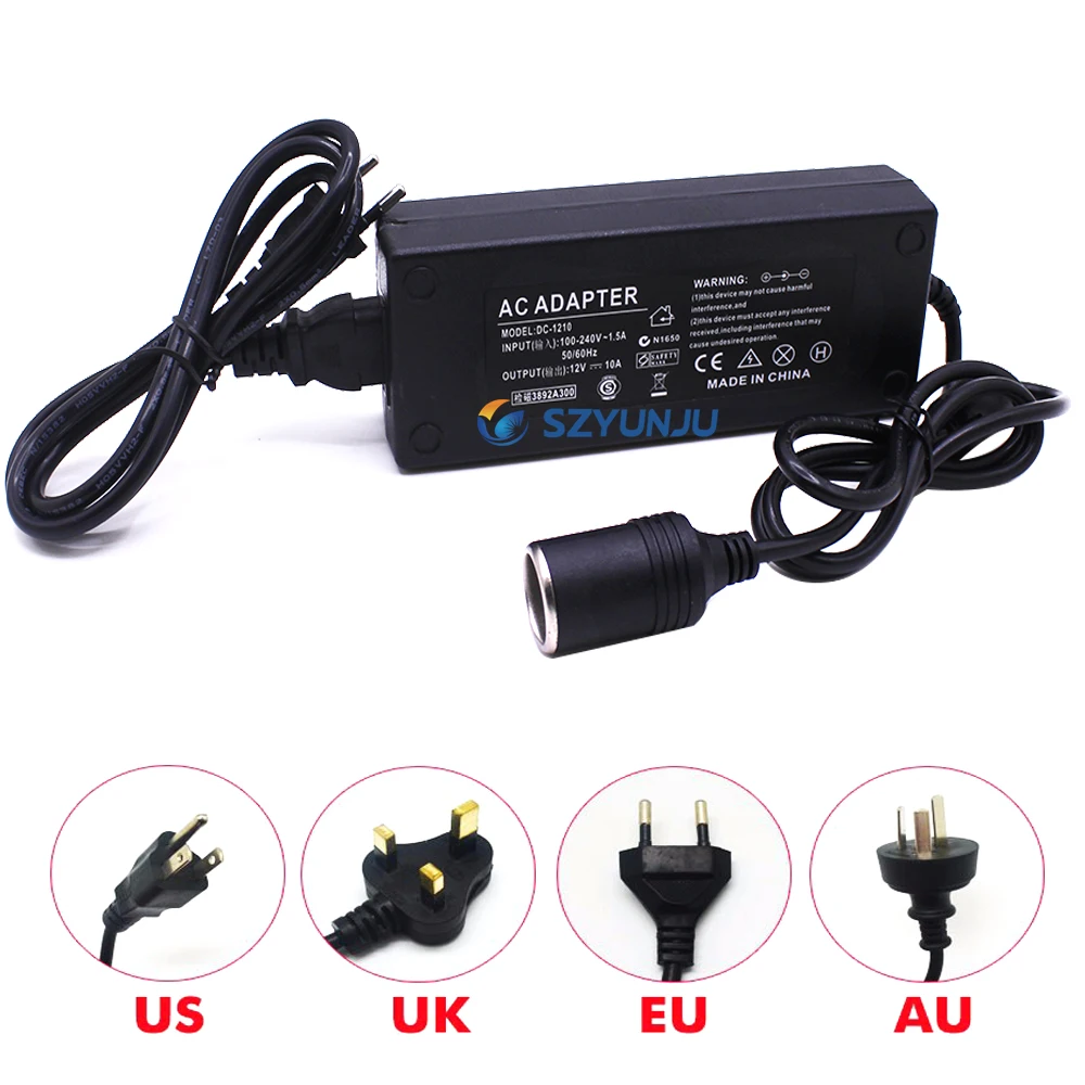 

NEW EU/US/UK/AU Plug Europe Adapter 120W 12V Home Car Power 10A Power Voltage Converter 100-220V 240V Auto Electronic