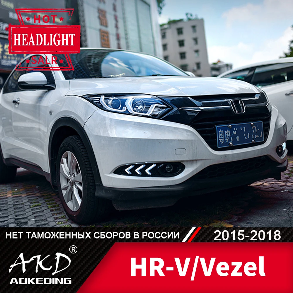 

Head Lamp For Car honda HR-V 2014-2018 HRV Vezel Headlights Fog Lights Day Running Light DRL H7 LED Bi Xenon Bulb Car Accessory