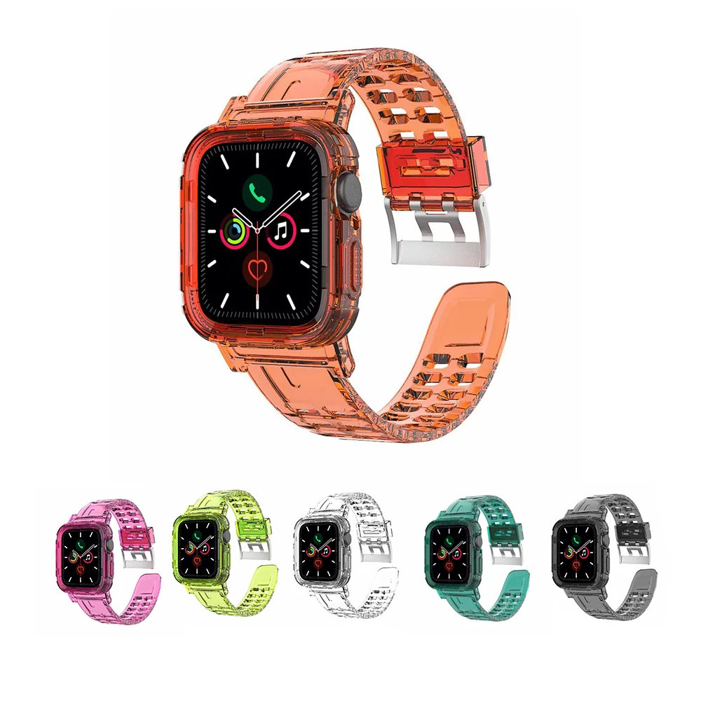 

transparent tpu resin smart watch strap for Apple iWatch Band 42 44 38 40 mm