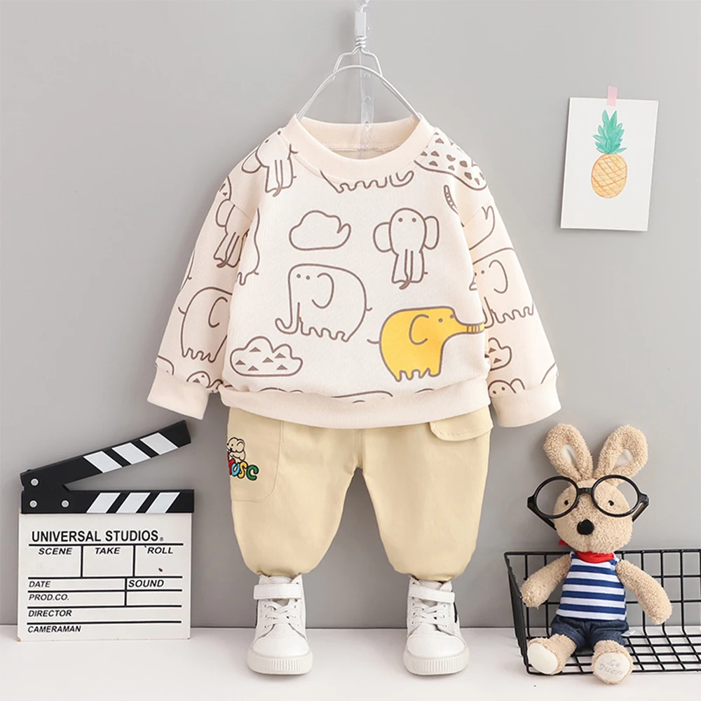 

Hoodies The Top New Children's Dresses A Two-piece Set For Children In A Long Sleeve Cartoon Suit For Baby Clothes Dress 2021