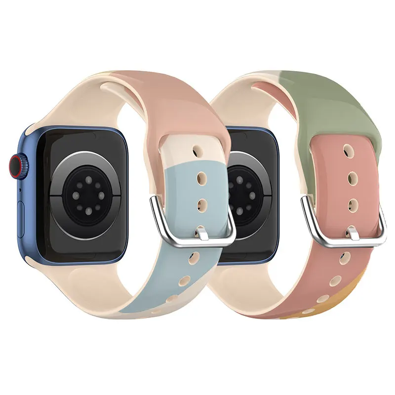 

Strap For Apple Watch Bracelet 44mm 40mm 45mm/41mm 38mm 42mm Cartoon Printed Silicone Watchband For iWatch Series 5 4 3 6 SE 7