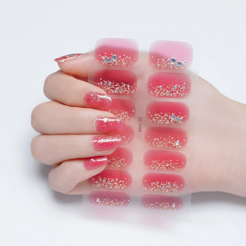 

14 Tips/Sheet Nail Polish Stickers Glitter Series Shiny Manicure Decoracion Designed Nail Art Stickers