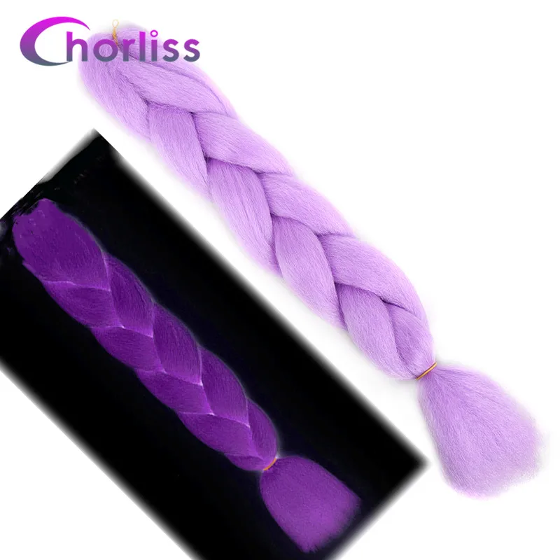 Chorliss, огромные косички, Омбре, синтетические косички, цветные, вязанные крючком косички, волосы для наращивания, 613, розовый, фиолетовый, 24 дюйма(65 см), блонд - Цвет: Light Purple