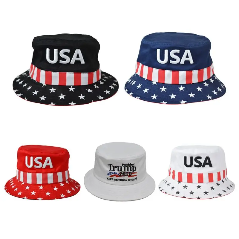 

Для мужчин Для женщин Для мужчин на открытом воздухе солнцезащитный крем хлопковая Панама США вышитые американский флаг в полоску со звезд...