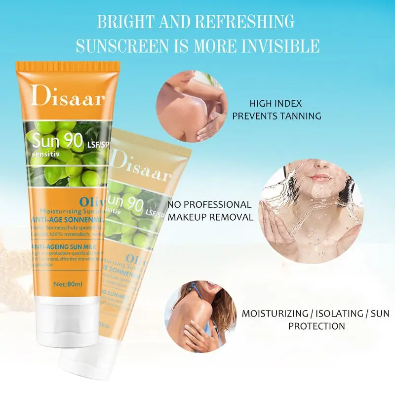 Disaar SPF60 +/90 + оливковый солнцезащитный крем для лица отбеливающий увлажняющий