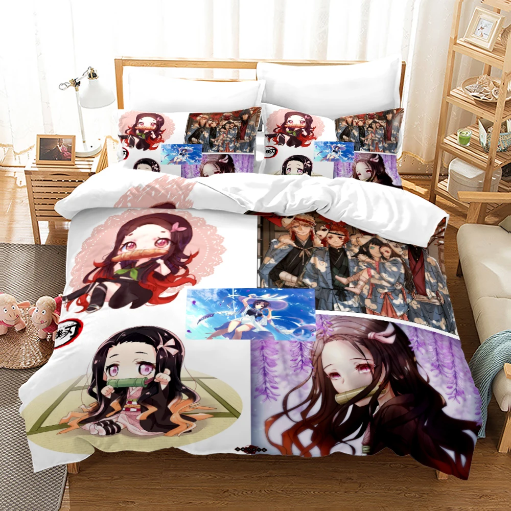 

Demon Slayer Bedding Set Single Twin Full Queen King Size Demon Slayer Bed Set Kid Kid Bedroom Duvetcover Sets 3D Print 040