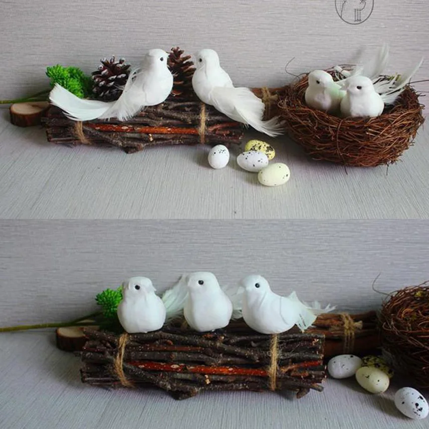 

New Creative Artificial White Bird Foam Feather House Table Craft Ornaments Fake Animal Gift Wedding Easter Supplies Decoration