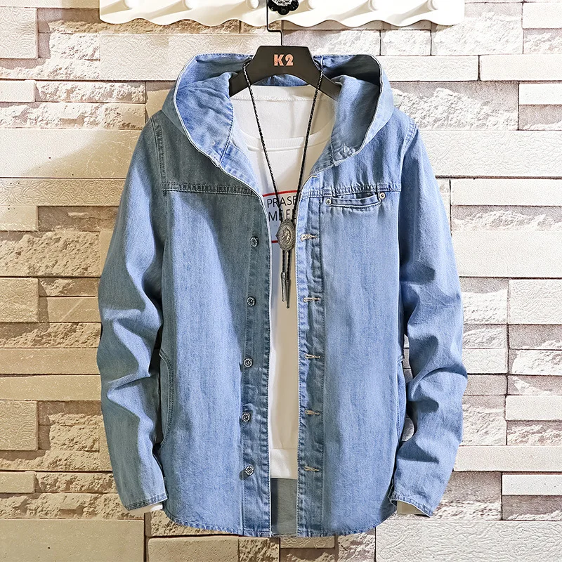 

Spring 2021 men's new spring denim jacket hooded junior denim jacket fashion jacket men men jacket
