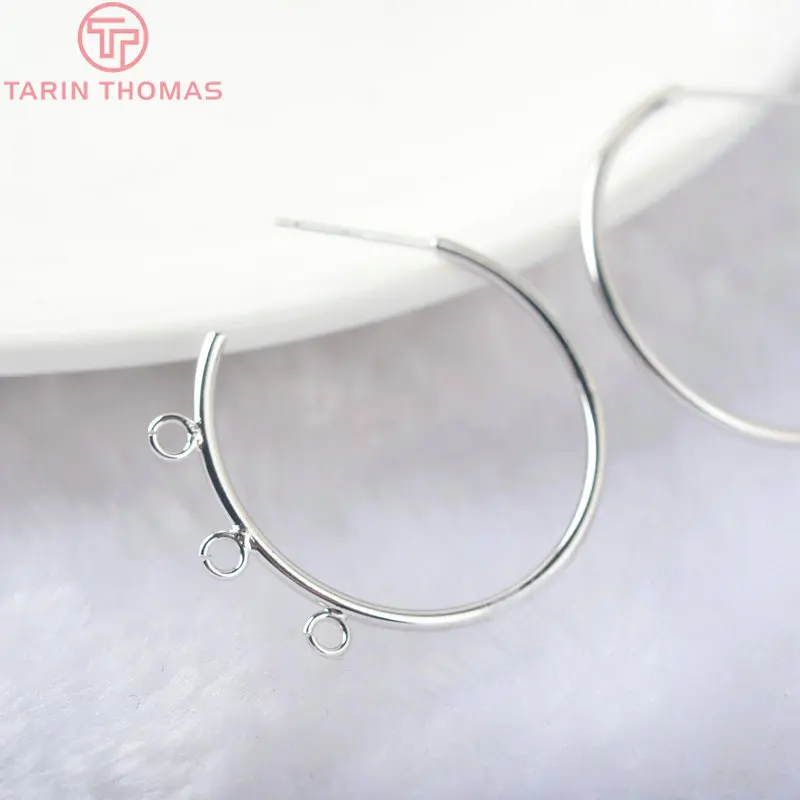 Латунные круглые серьги петли из проволоки 24 к золотого цвета диаметром 33 мм 6 шт. аксессуары высокого