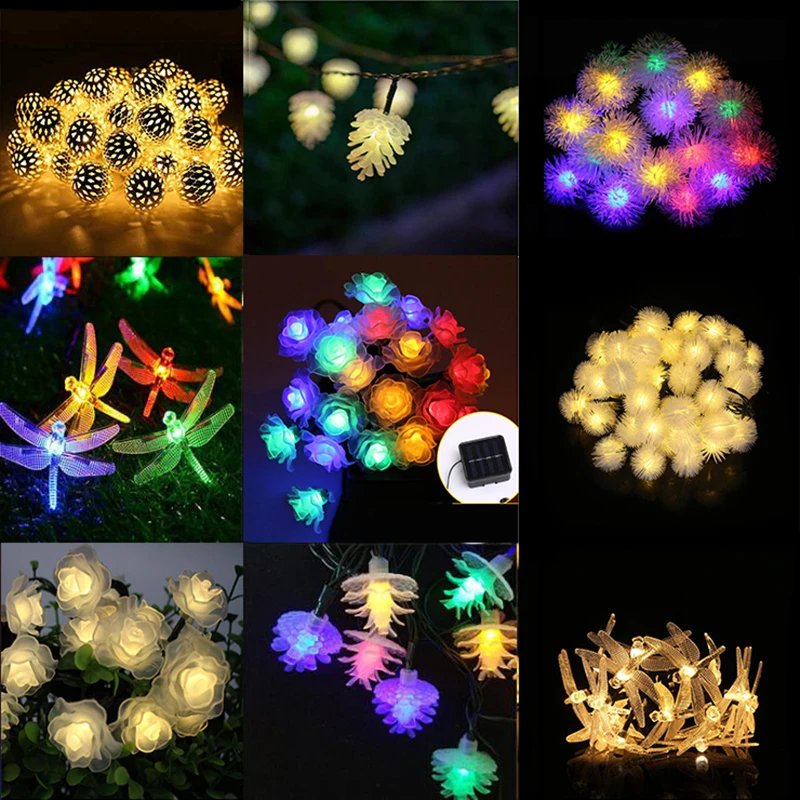 

Больше стильных гирлянды на солнечной энергии лампочек, 20-100 лампочек, светодиодная гирлянда на солнечной батарее, садовый Рождественский д...