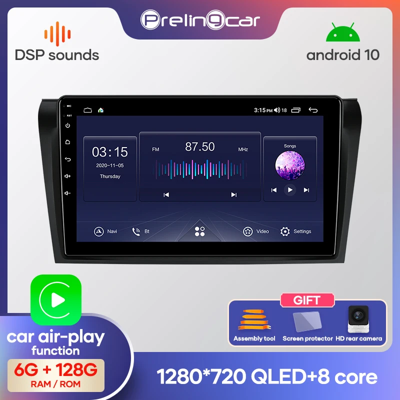 Автомагнитола Prelingcar 2 Din Android 10 без DVD мультимедийный видеоплеер GPS навигация для