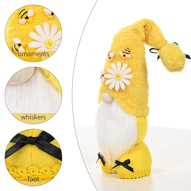 

No Face Doll Ornaments Bumble Bee Striped Gnome Ornaments Plush Beard Dwarf Pendant Ornaments Bee Festival Home 37 x 9 x 7cm