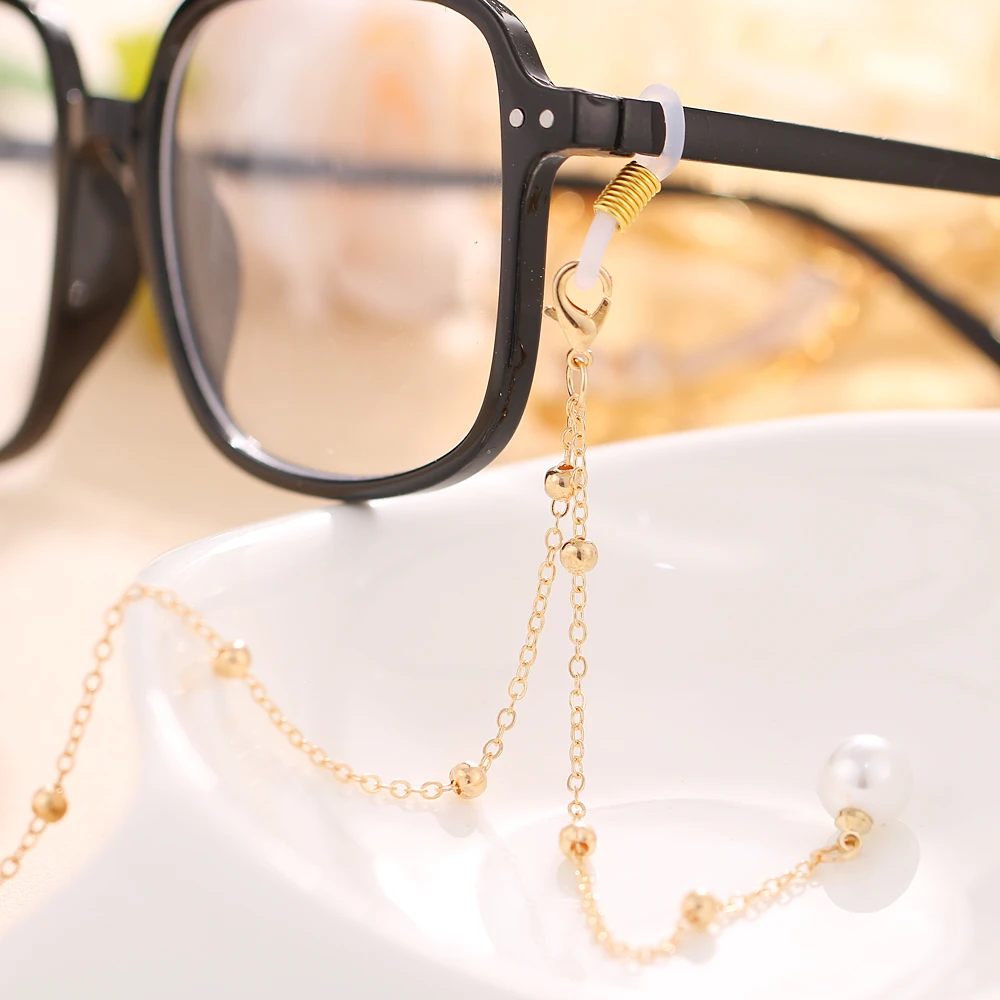 

EN 1pcs New Arrival Alloy Bead Chain Sunglasses Glasses Chain 2021 Fashion Womens Pearl Tassel Sunglasses Chain Holder Neck Cord