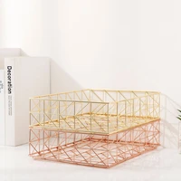 office organizer overlapped document tray metal magazine storage basket stationery file drawer save space desk accessories