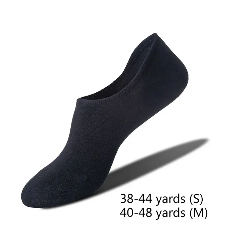 

5 Pairs Mens Low Cut No Show Cotton Boat Socks Ankle Non-Slip Grip Silicone Reinforced Invisible Solid Color Hosiery