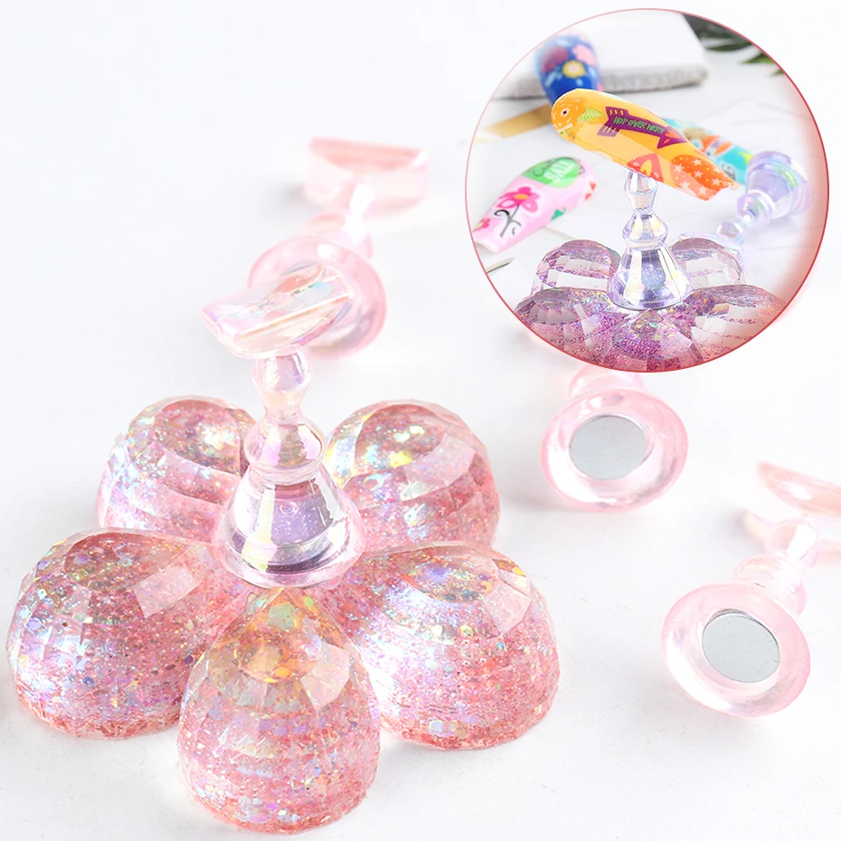 

Aurora Magnetic Holder Tips For Nails Flower Design Nails Accessories Tools Display Practice Training Nail Stand Manicure LE1868