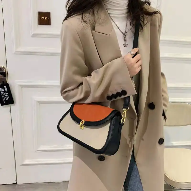 Luxury high-end design brand retro stitching one-shoulder messenger ladies texture bag