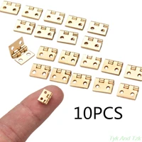10pcs brass plated mini hinge small decorative jewelry wooden box cabinet door hinges with nails dollhouse furniture acc hot