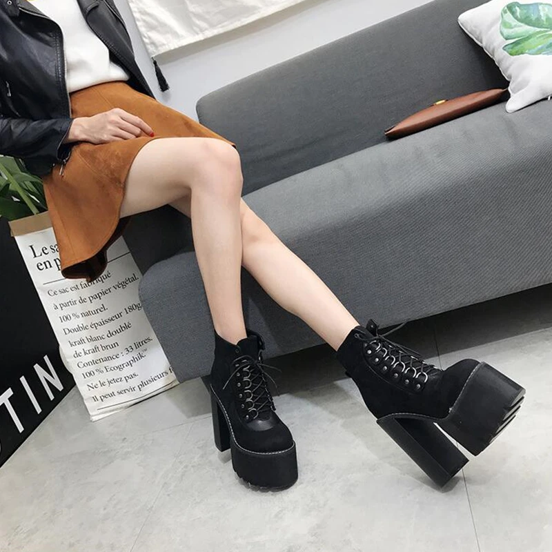 

Fashion New Black Ladies Boots Heel Spring Women Autumn Shoes Outerwear Round Toe Ankle Boots for Women Party Gift