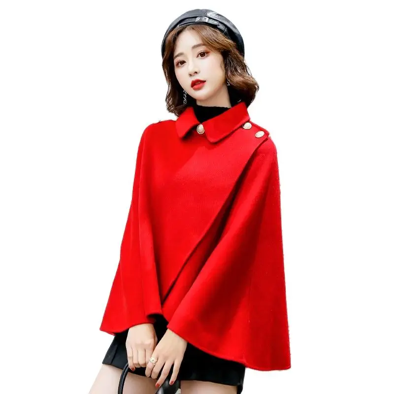 

2021new Bat Coat women's woolen cloak shawl coat cape brown hooded cape halloween cape velvet coat women throw blanket red cape