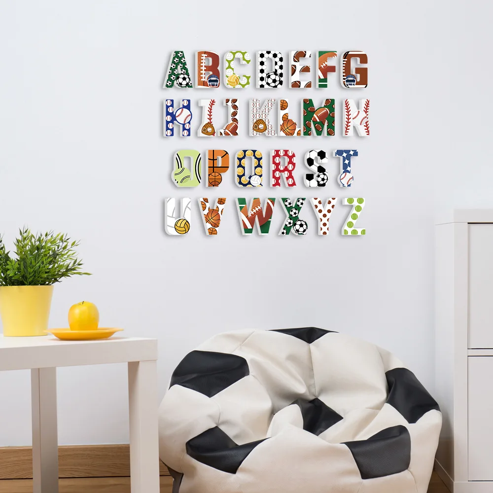 FUNLIFE DIY мультфильм 3D Детский спортивный мяч Наклейка на стену 26 букв капитала