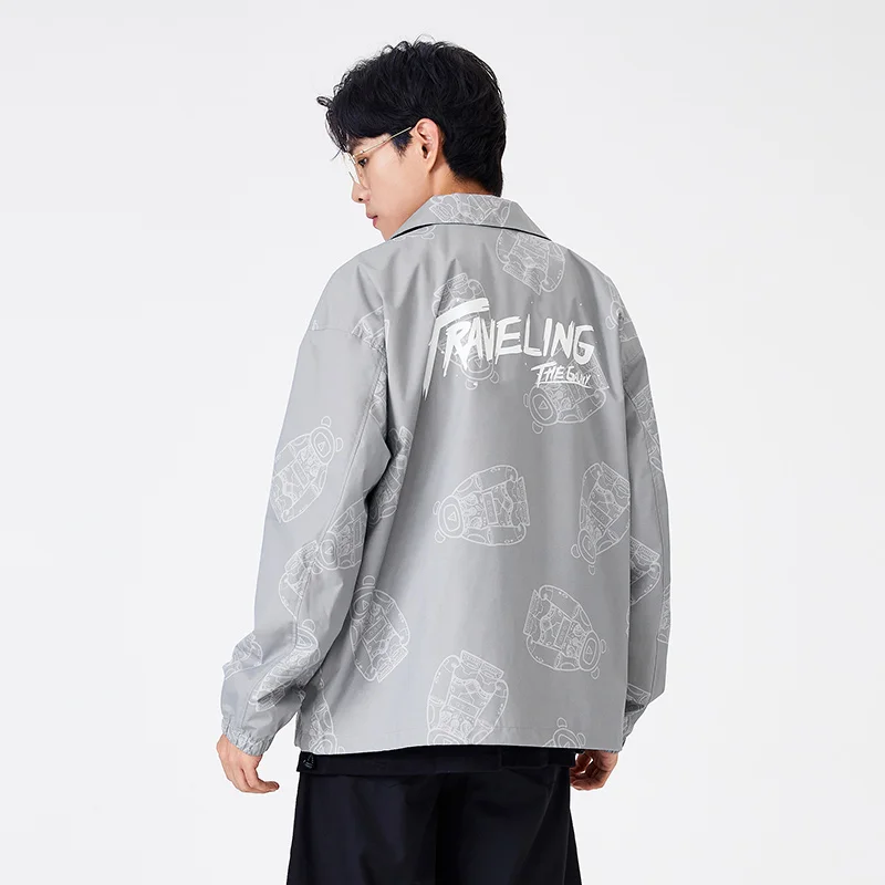 SEMIR Jacket Men Tide Brand 2021 New Full-Print Man Spring Autumn Coat Harajuku Style Lapel Coach Jacket images - 6