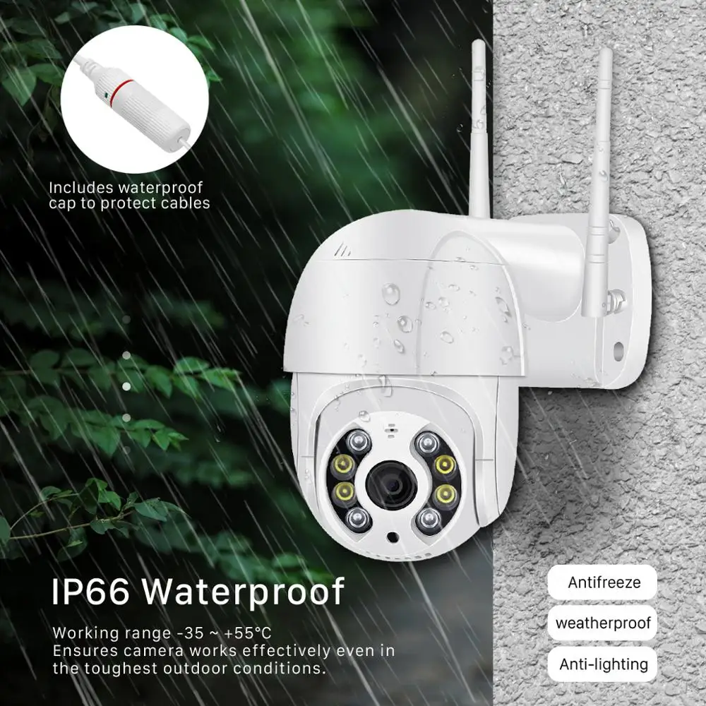

1080P PTZ Wireless IP Camera Motion Color IR Light Waterproof 4X Digital Zoom Speed Dome Security Surveillance Camera
