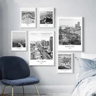Настенная картина в нордическом современном стиле, HD изображения, черно-белый холст, пейзаж города, Барселона, плакат, печать, украшение для дома