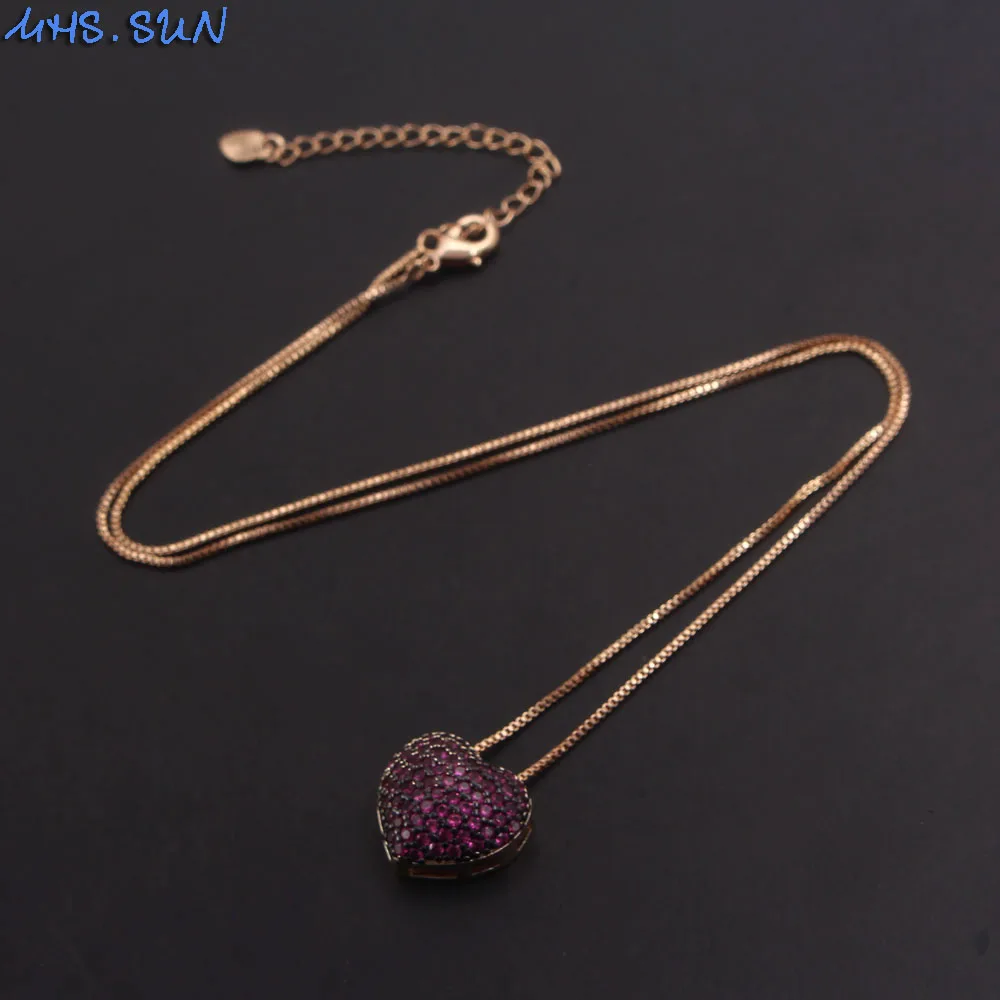 MHS.SUN Роскошная мозаика AAA кулон в форме сердца ожерелье для женщин модная цепочка