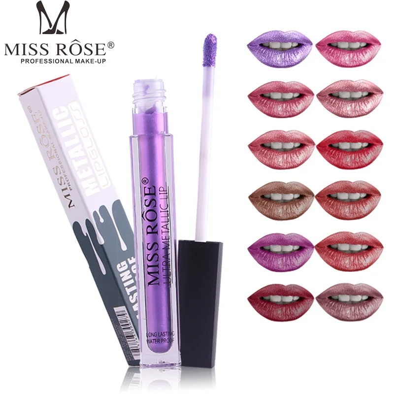 Низкая цена Распродажа MISS ROSE Металлический блеск для губ Косметика бархатный