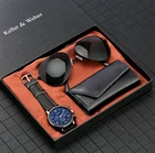 Мужские кварцевые наручные часы с бумажником и кожаным ремешком