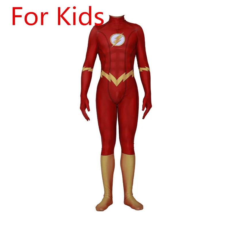 Kids Флэш сезон 5 Косплей Костюм Барри Аллен супергерой спандекс зентай костюм комбинезон костюм на Хэллоуин для взрослых детей и мужчин - Цвет: Kids