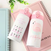 500ml350ml cartoon thermos cute kettle pink flamingo thermocup bouncing cover bottle stainless steel vacuum flask sports mug