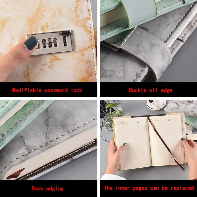Новый пароль Тетрадь Мрамор текстура 100 листов личный дневник с замком код