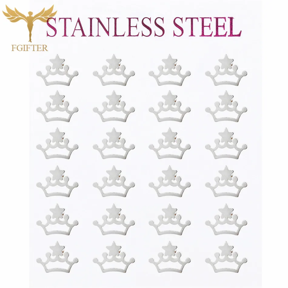 

Wholesale Crown Earrings for Women Silver Color Steel Studs Female Stainless Steel Earrings Set boucle oreille femme