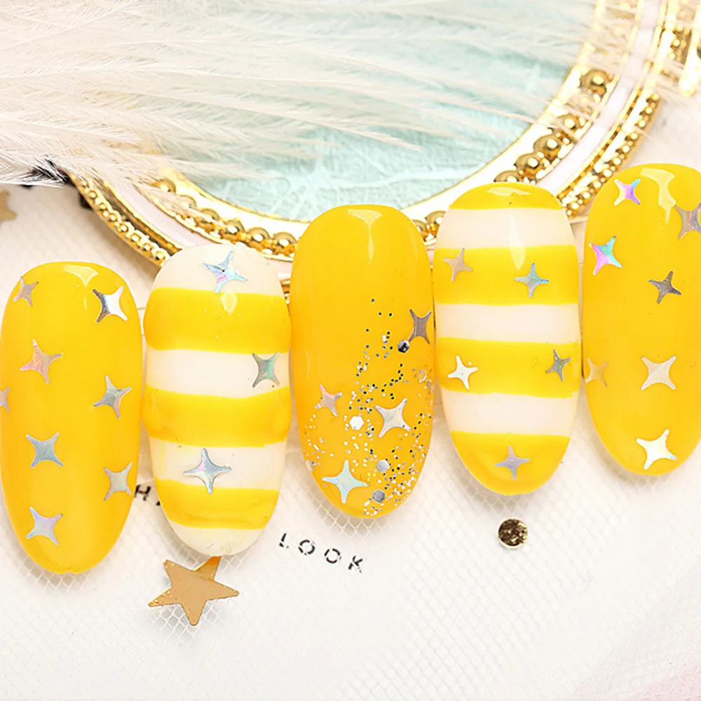 1 коробка разноцветный лазер разных размеров в форме звезды серебряная Лазерная