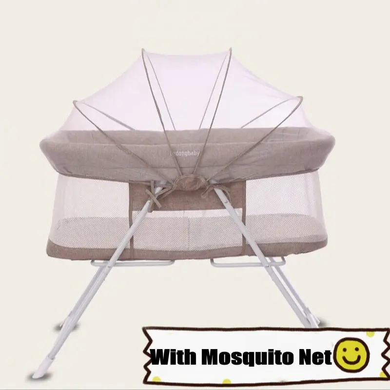 Portable Baby Bed with Mosquito Net Can Convert to Infant Rocking Cradle, Simple Travel Bed, 4.2KG Light Newborn Crib